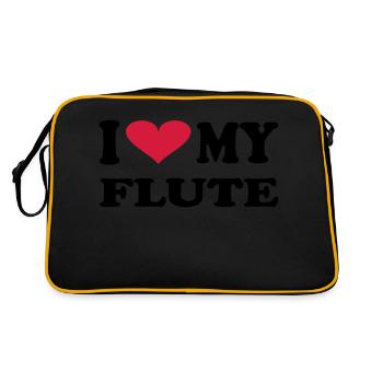 I Love my flute - Retro Tasche - Schwarz/Gold - Hinten