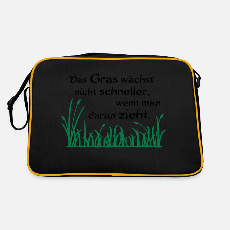 Das Gras wächst nicht schneller - Retro Tasche - Schwarz/Gold