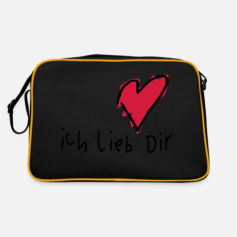 Liebeserklärung 'Ich lieb Dir' - Retro Tasche - Schwarz/Gold