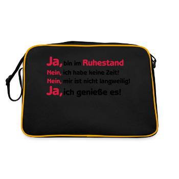 Shirt "Ja ich bin im Ruhestand", Rente, Pension - Retro Tasche - Schwarz/Gold - Hinten