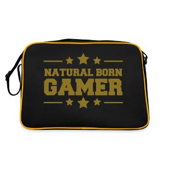 Natural Born Gamer Design - Retro Tasche - Schwarz/Gold - Hinten
