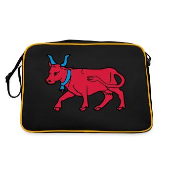 dessin vache rouge vecteur boucher éleveur Béarn - Sac Retro - noir/or - Dos