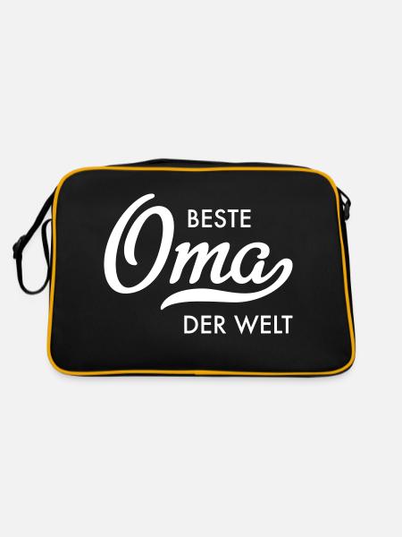 Beste Oma der Welt - Retro Tasche - Schwarz/Gold - Hinten