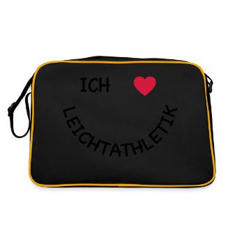Ich liebe Leichtathletik - Retro Tasche - Schwarz/Gold - Hinten