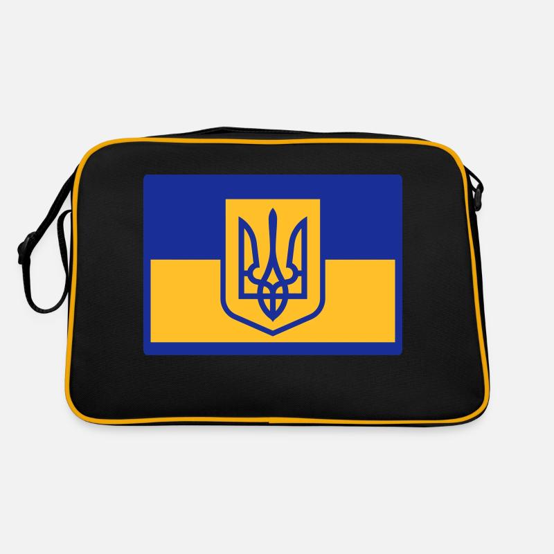 Ukraine Flagge mit Symbol Retro Tasche