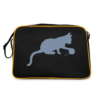 Wool Ball Kitten Plays Outline - Retro Bag - black/gold - Back