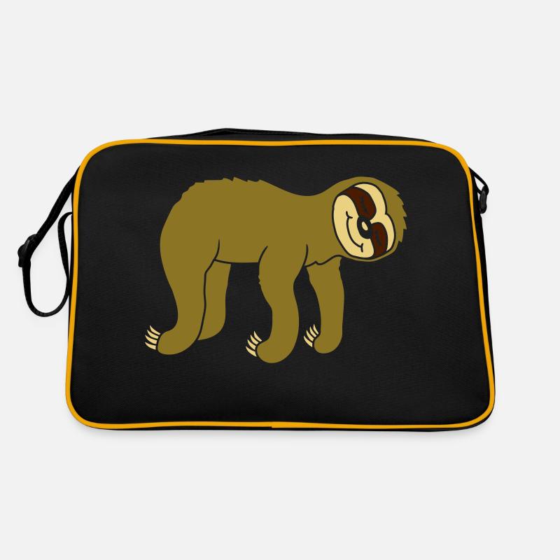 Design hängendes liegendes Faultier - Retro Tasche - Schwarz/Gold
