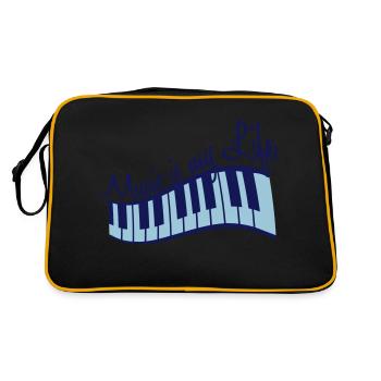 La musique est ma vie Musique La vie Clavier Touches de piano - Sac Retro - noir/or - Dos
