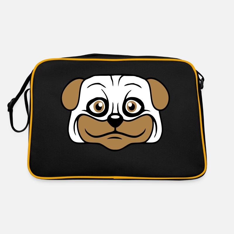 Hund Mops Klein Süß Dick Lieb Glücklich Comic Spaß Retro Tasche