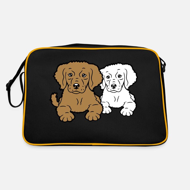 2 Hunde Team Zwei Freunde Crew Glücklich Brüder Retro Tasche