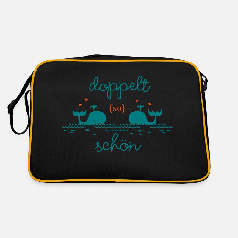 Zwillinge: Doppelt so schön - Retro Tasche - Schwarz/Gold