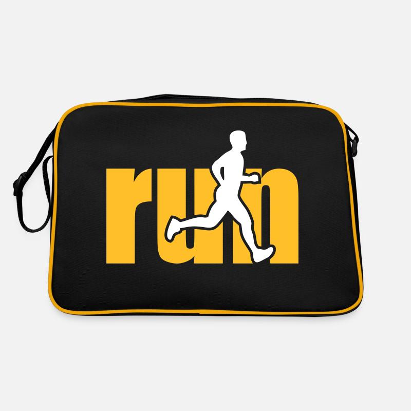 run man 2 colours - Retro Tasche - Schwarz/Gold