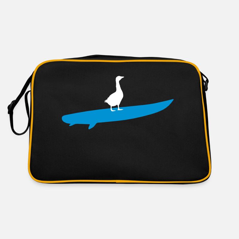 Surfende Gans Silhouette - Retro Tasche - Schwarz/Gold