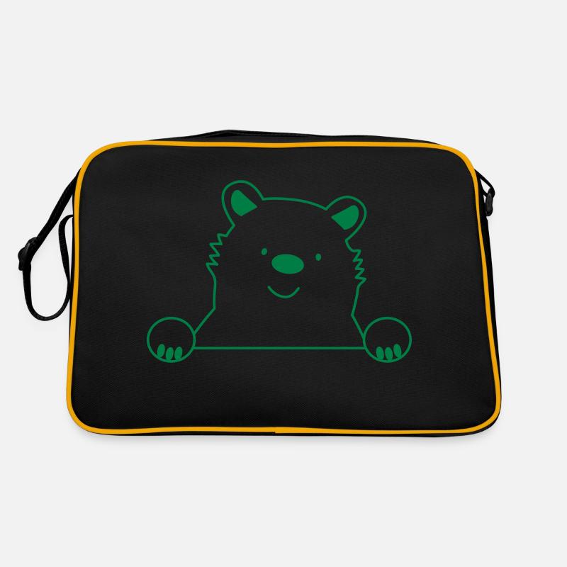 Süßer Guckbär - Retro Tasche - Schwarz/Gold