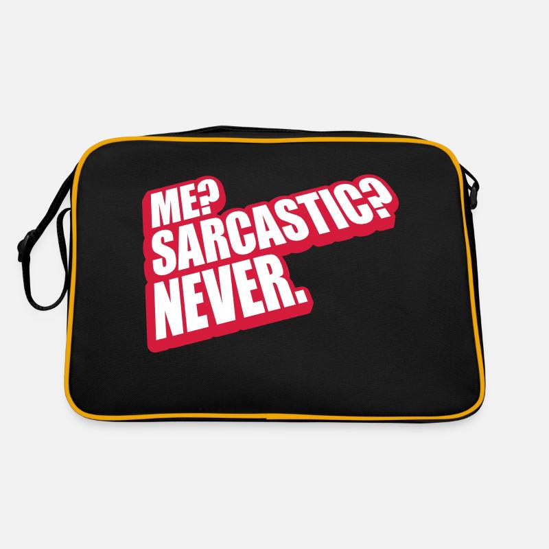 me sarcastic never Zitat Retro Tasche