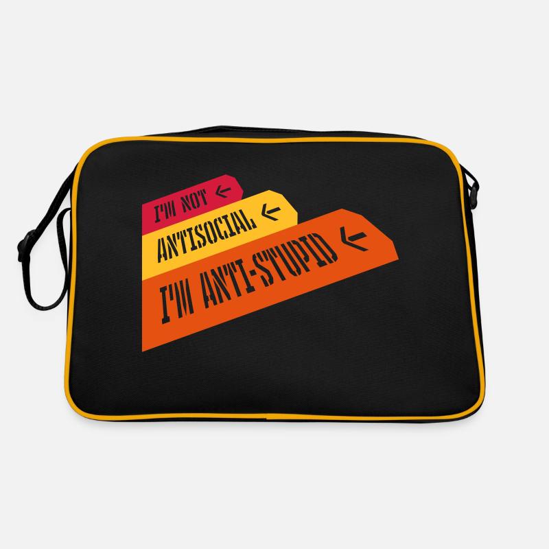 not antisocial anti stupid Retro Tasche