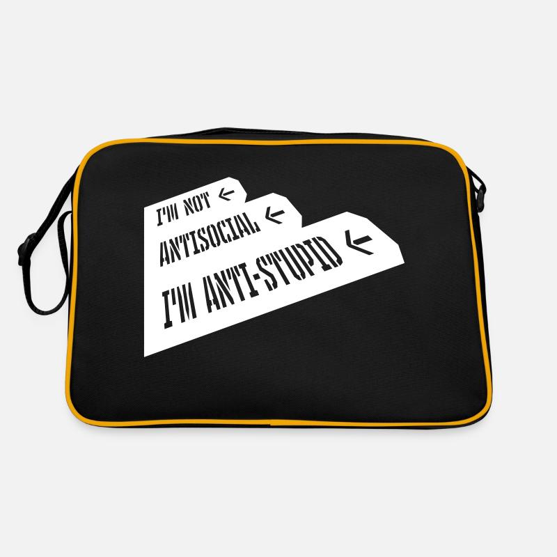 not antisocial anti stupid Retro Tasche