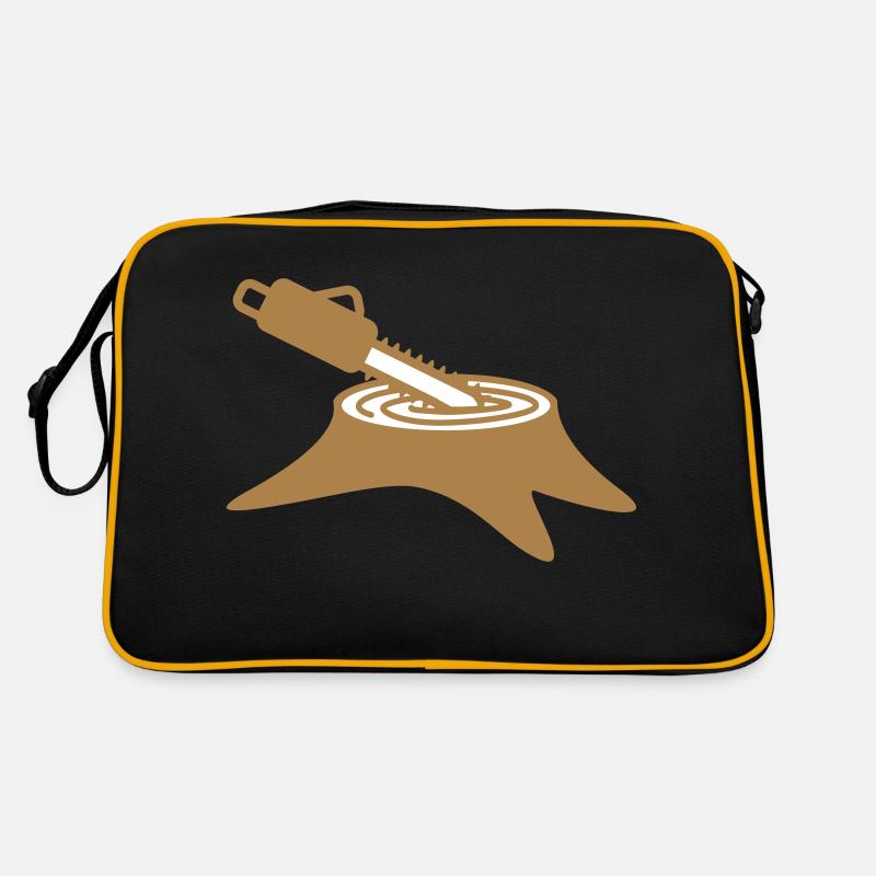 chainsaw tree felling lumberjack forest stump wood Retro Bag