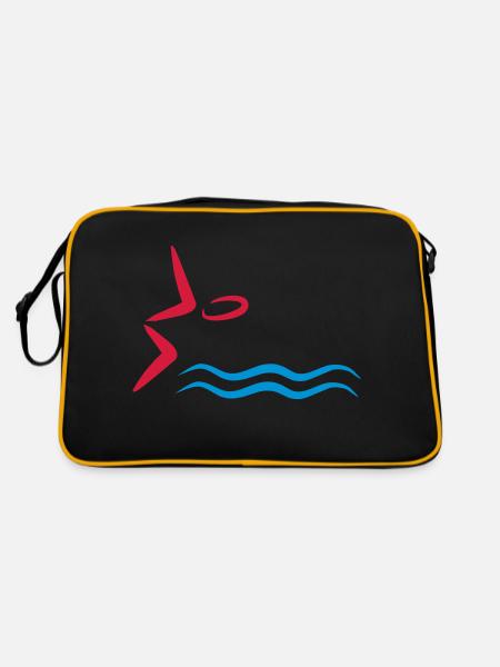 schwimmen - Retro Tasche - Schwarz/Gold