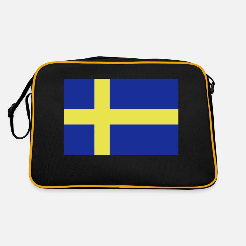 Schweden Flagge - Retro Tasche - Schwarz/Gold
