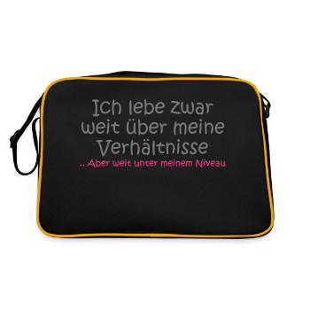 Ich lebe zwar weit über meine Verhältnisse .. Aber - Retro Tasche - Schwarz/Gold - Hinten