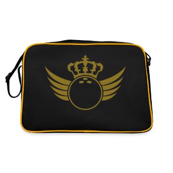 Bowling Ball Wings Blazon - Retro Bag - black/gold - Back