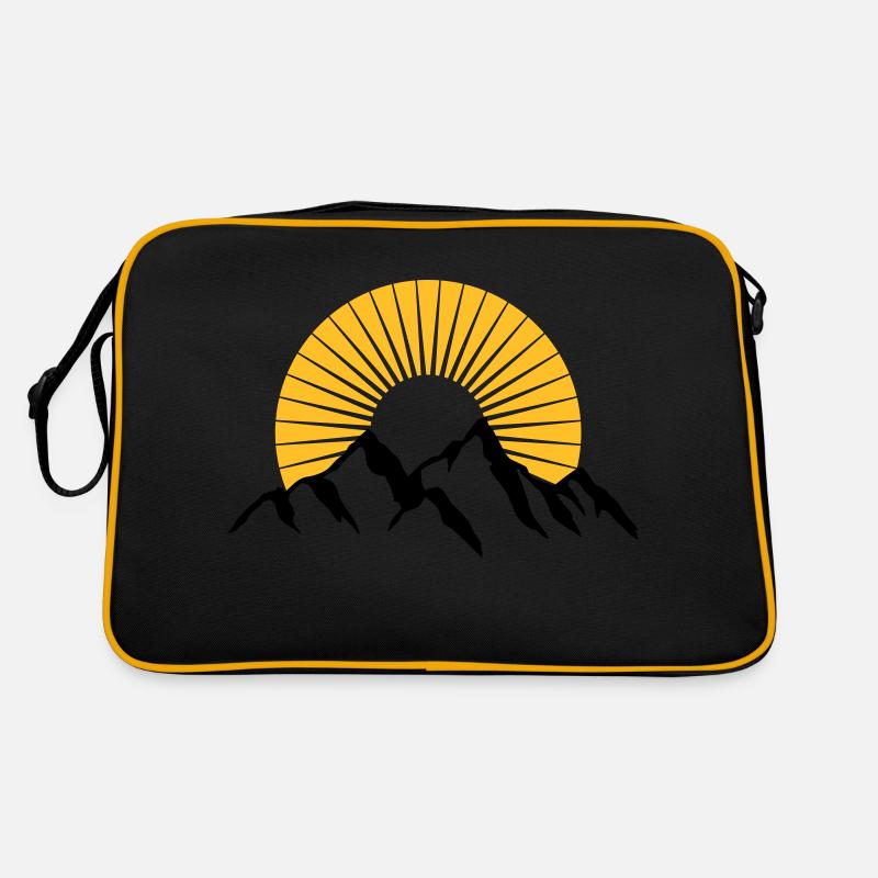 Schöne Berge Mit Sonne - Retro Tasche - Schwarz/Gold