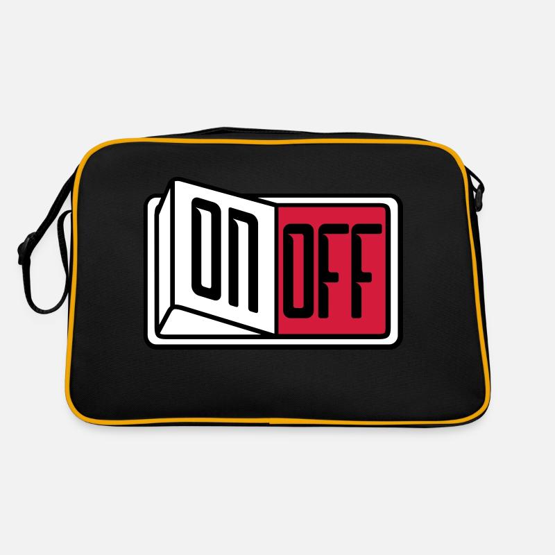 off on schalter taste button einschalten ausschalt Retro Tasche