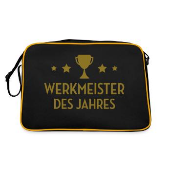 Werkmeister Werkmeisterin Vorarbeiter Arbeiter - Retro Tasche - Schwarz/Gold - Hinten
