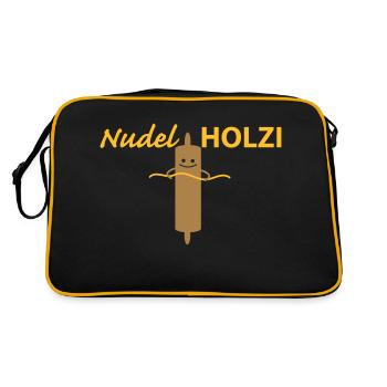 Nudelholz mit Nudel - Retro Tasche - Schwarz/Gold - Hinten