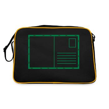 Blank postcard with stamp and airmail - Retro Bag - black/gold - Back