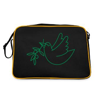 Happy dove with an olive branch - Retro Bag - black/gold - Back