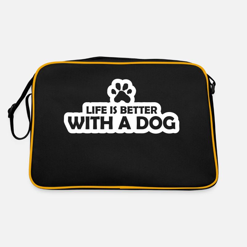 better with a dog - Retro Tasche - Schwarz/Gold