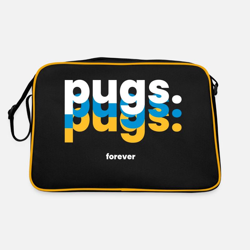 Für immer Möpse - Der Niedliche Begleiter - Retro Tasche - Schwarz/Gold