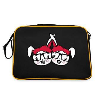 2 Hasen Nerds Geek Hornbrille Team Freunde Crew - Retro Tasche - Schwarz/Gold - Hinten