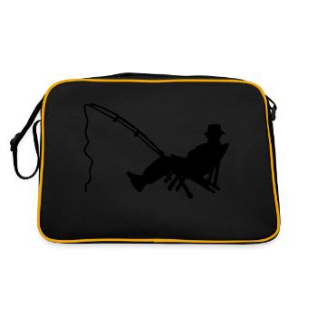 Angler am Strand / fisher in deckchair (1c) - Retro Bag - black/gold - Back