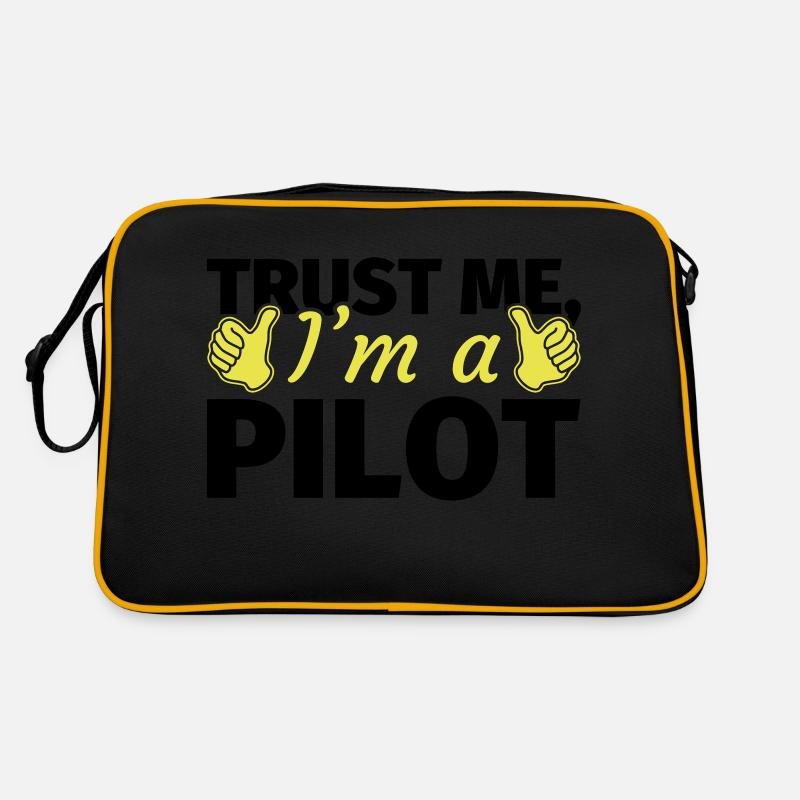 Trust me I'm a Pilot - Retro Tasche - Schwarz/Gold