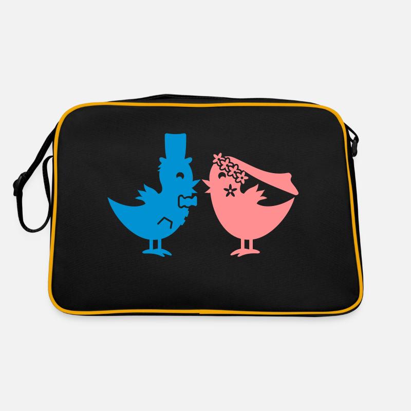 Hochzeitsvögel / tweep wedding (2c) Retro Tasche