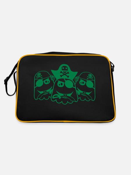 3 Pirate Ghosts Ghosts Funny Evil Halloween - Retro Bag - black/gold - Back
