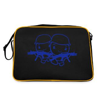 2 canards soldat soldat soldat professionnel casque pistolet courses - Sac Retro - noir/or - Dos