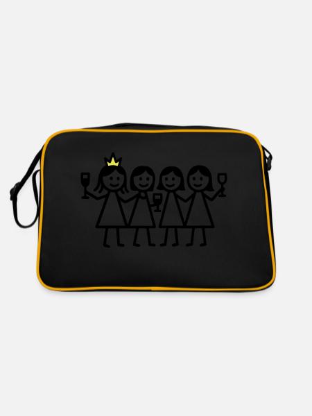 Junggesellinnen Geburtstag - Retro Tasche - Schwarz/Gold - Hinten