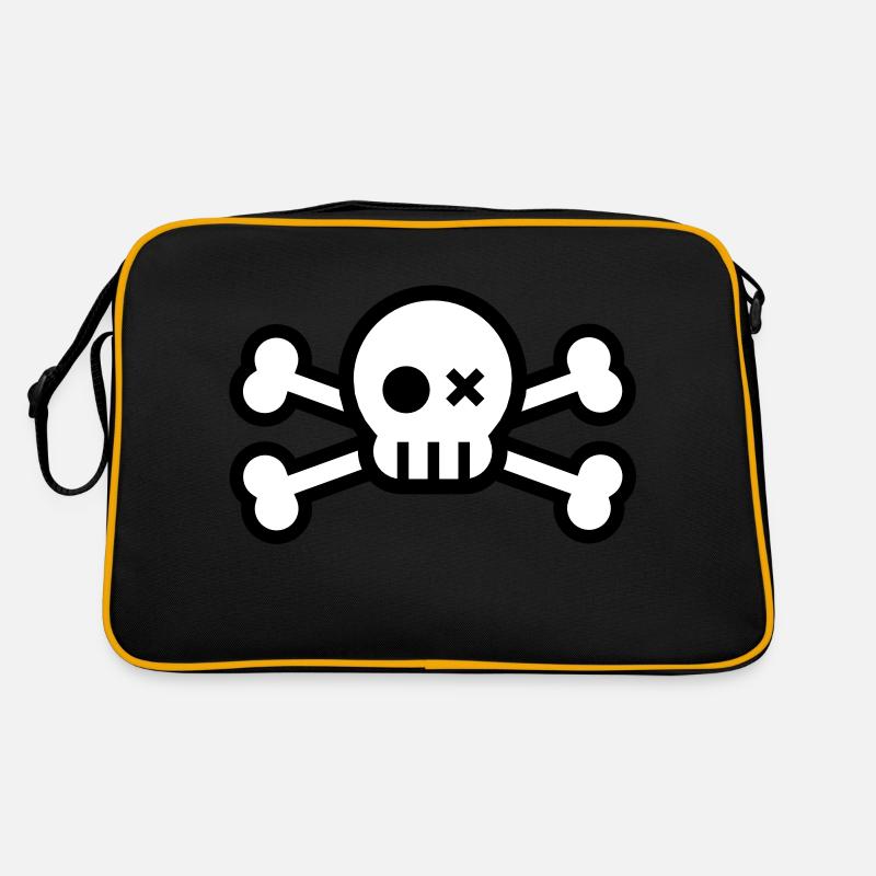 Totenkopf - Retro Tasche - Schwarz/Gold