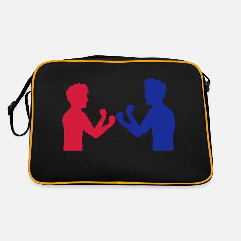 rot blau 2 feinde freunde team paar duell boxen ka Retro Tasche
