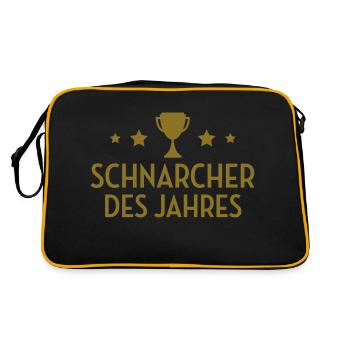 Schnarcher Schnarcherin Schnarchen Schlaf Humor - Retro Tasche - Schwarz/Gold - Hinten