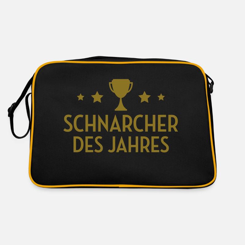 Schnarcher Schnarcherin Schnarchen Schlaf Humor - Retro Tasche - Schwarz/Gold