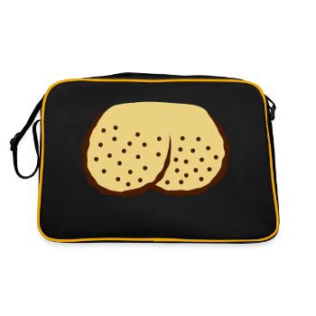 Rasierte Eier Hoden Comic - Retro Tasche - Schwarz/Gold - Hinten
