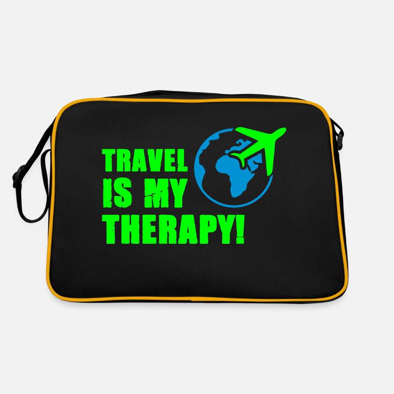 travel is my therapy - Retro Tasche - Schwarz/Gold