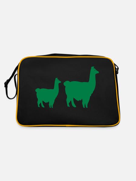 Llama Silhouette - Retro Bag - black/gold - Back