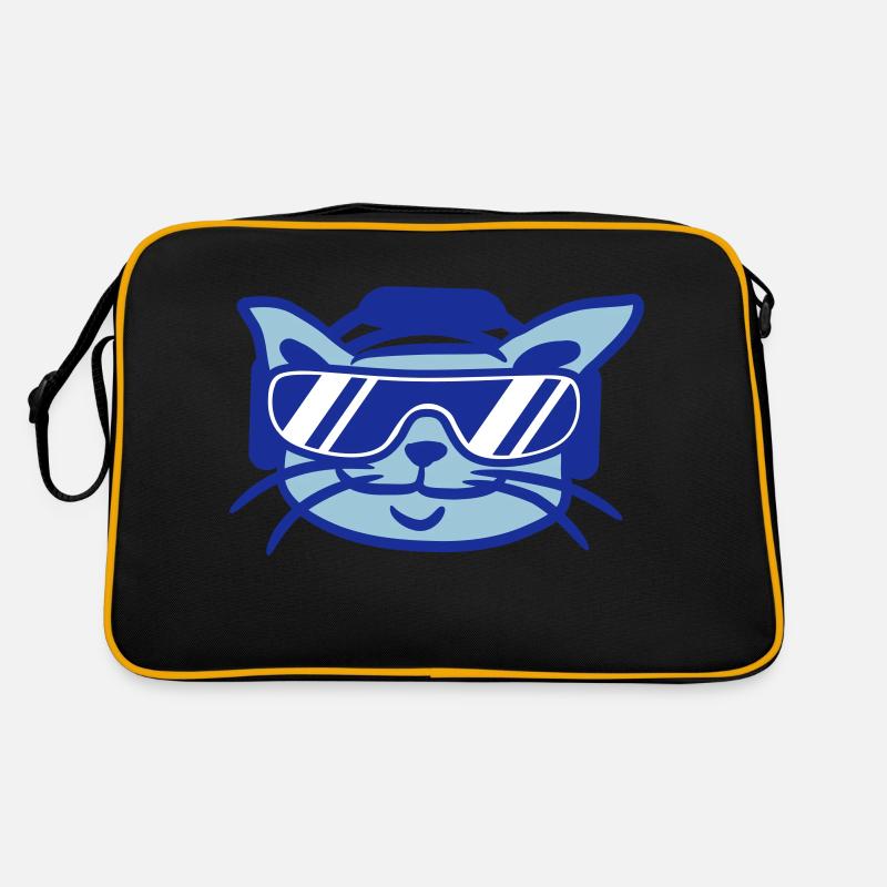 DJ Katze Gesicht Party Tier Kätzchen Haustier Kopf Retro Tasche