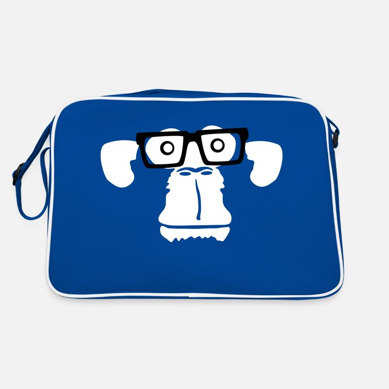 Schlauer Nerd Affe Kopf Hornbrille Geek Gesicht Retro Tasche